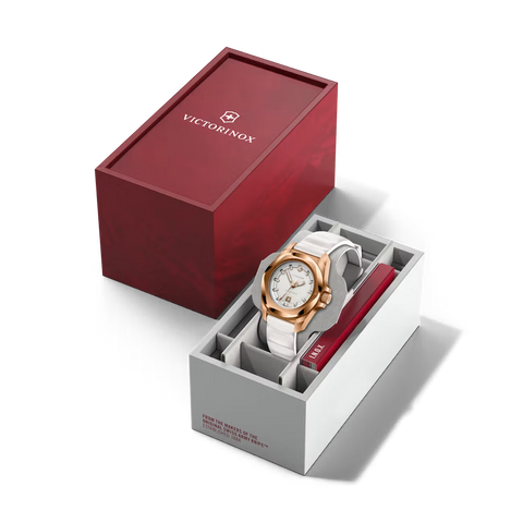 Victorinox watch in a branded box on a white background