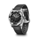 Victorinox watch with black dial and silver case on a white background