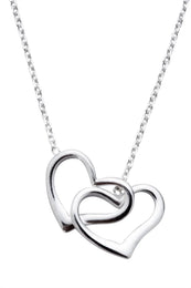 Sterling Silver Double Open Heart Necklace, N909.