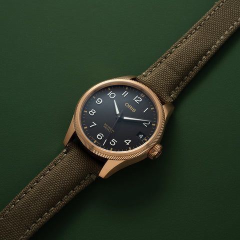 Oris Big Crown ProPilot Big Date Bronze Watch with black dial, textile strap