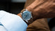 Oris Big Crown Pointer Date Watch with blue dial, leather strap, steel case