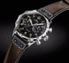 Junghans Meister Pilot Watch with black dial, leather strap, steel case