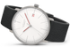 Junghans Max Bill Bauhaus Automatic Watch with white dial, leather strap, steel case