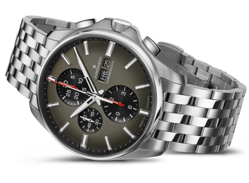 Junghans Meister S Chronoscope Watch with grey dial, steel bracelet, steel case