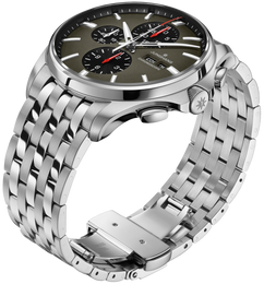 Junghans Meister S Chronoscope Watch with grey dial, steel bracelet, steel case