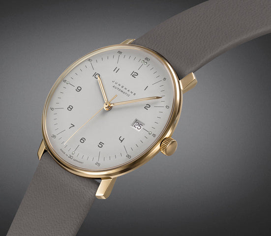 Junghans Max Bill Automatic Watch with silver dial, leather strap, rose gold case