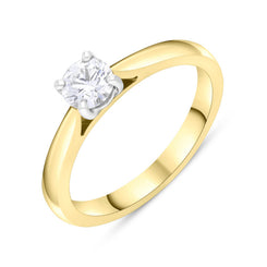 Platinum and 18ct Yellow Gold .46 Diamond Solitaire 4 Claw Scalloped Ring Size N GIA GSI1