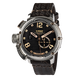 U-Boat watch with black leather strap and detailed face on a white background