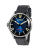 U-Boat watch with blue dial and black leather strap on a white background