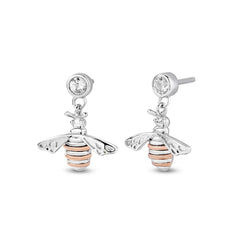 Clogau Nature's Wonder Sterling Silver Honey Bee Drop Earrings with Topaz