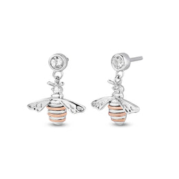 Clogau Nature's Wonder Sterling Silver Honey Bee Drop Earrings with Topaz