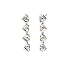 Clogau Tree of Life Sterling Silver Heart Drop-Stud Earrings