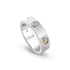 Clogau Insignia Sterling Silver Band Ring with Topaz