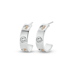 Clogau Insignia Sterling Silver Half-Hoop Earrings with Topaz