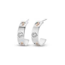 Clogau Insignia Sterling Silver Half-Hoop Earrings with Topaz