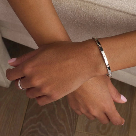 Clogau Insignia Sterling Silver Slim Bangle