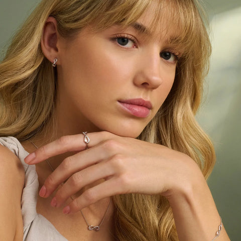 Clogau Tree of Life Sterling Silver Infinity Stud Earrings with Topaz