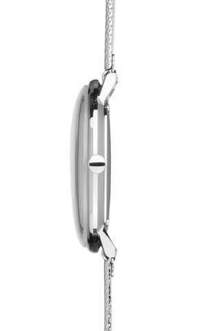 Junghans Watch Max Bill Ladies Quartz Sapphire Crystal with silver dial, steel bracelet, steel case