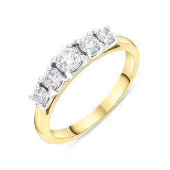 18ct Yellow and White Gold .28 Diamond .45 5 Stone Diamond Grad 4 Claw Ring W2
