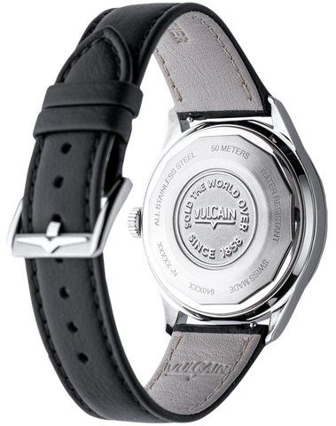 Vulcain Grand Prix Silver Black Calf Leather Watch