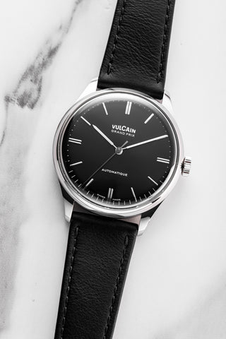 Vulcain Grand Prix Black Calf Leather Watch