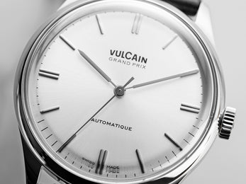 Vulcain Grand Prix Silver Black Calf Leather Watch