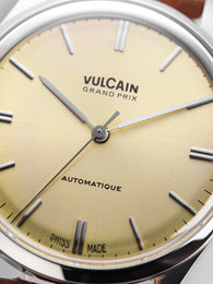 Vulcain Grand Prix Champagne Black Calf Leather Watch