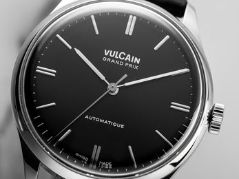 Vulcain Grand Prix Black Calf Leather Watch