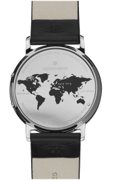 Junghans Milano Mega Solar Watch with black dial, leather strap, steel case