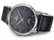 Junghans Milano Mega Solar Watch with black dial, leather strap, steel case