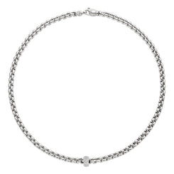 Fope Flex'It Eka 18ct White Gold 0.37ct Diamond Necklace. 721C PAVE.