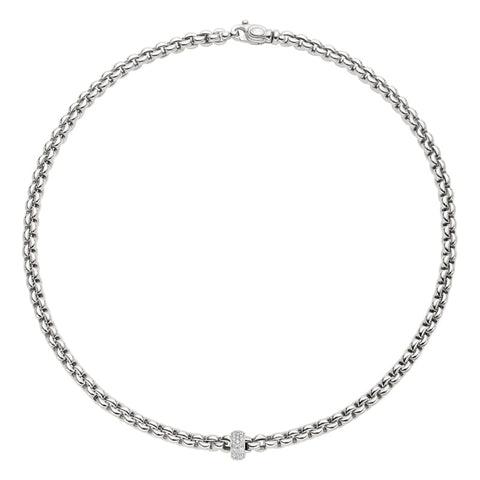 Fope Flex'It Eka 18ct White Gold 0.37ct Diamond Necklace. 721C PAVE.