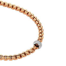 Fope Flex'It Eka 18ct Rose Gold 0.37ct Diamond Necklace. 721C PAVE.