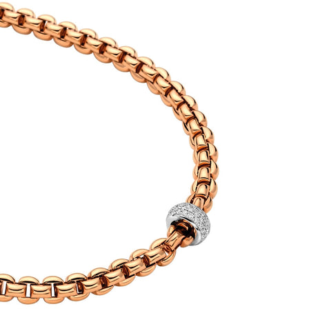 Fope Flex'It Eka 18ct Rose Gold 0.37ct Diamond Necklace. 721C PAVE.