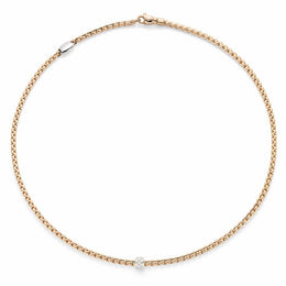 Fope Eka Tiny 18ct Rose Gold 0.19ct Diamond Necklace, 730C/PAVE. 