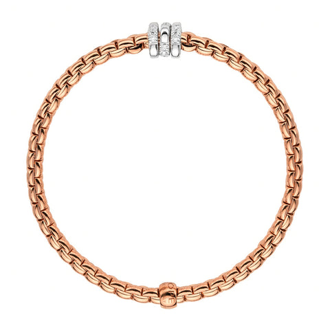 Fope Eka Tiny 18ct Rose Gold 0.16ct Diamond Bracelet 739B/BBR