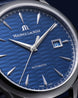 Maurice Lacroix watch with blue dial and silver accents