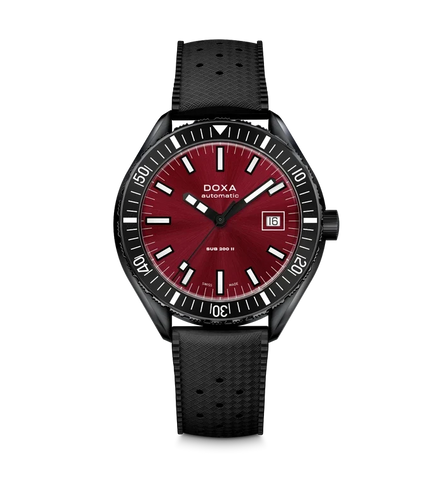 Doxa Sub 200 II Redcoral Rubber Strap Black Watch