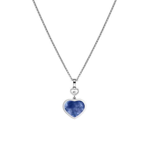 Chopard Happy Hearts 18ct White Gold Mother Of Pearl 0.05ct Diamond Necklace