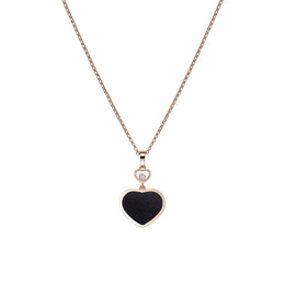 Chopard Happy Hearts 18ct Rose Gold 0.05ct Diamond Aventurine Necklace