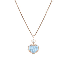 Chopard Happy Hearts 18ct Rose Gold 0.24ct Diamond Blue Mother Of Pearl Necklace