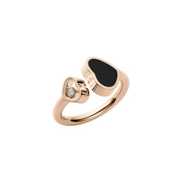 Chopard Happy Hearts 18ct Rose Gold Diamond Onyx Ring