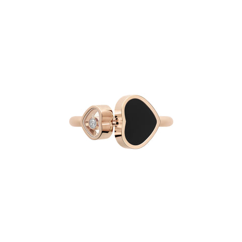 Chopard Happy Hearts 18ct Rose Gold Diamond Onyx Ring