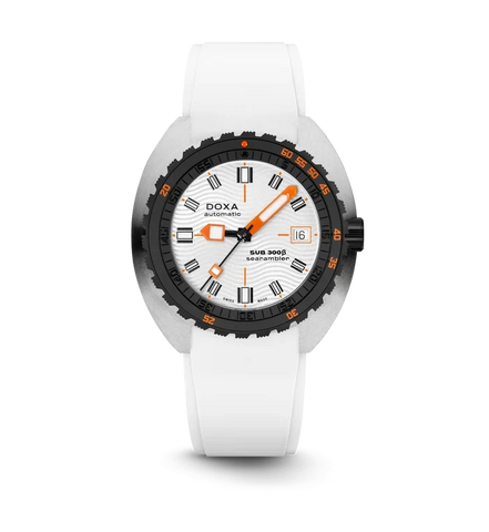 Doxa SUB 300 Beta Ceramic Steel Searambler Rubber White Watch product image