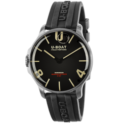 U-Boat watch with black dial and rubber strap on a white background