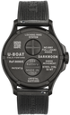 Black U-Boat watch with detailed text on the dial against a white background