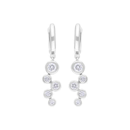 18ct White Gold 0.39ct 5 Stone Diamond Bubble Drop Hoop Earrings