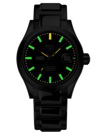 Ball Watch Company Engineer III Marvelight Chronometer Day Date Watch with black dial, steel bracelet, steel case
