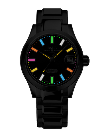 Ball Watch Company Engineer III Marvelight Chronometer 36 Watch with black dial, steel bracelet, steel case