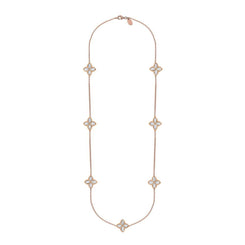 9ct Rose Gold WHITE MOP Bloom Long Marquise Flower Necklace